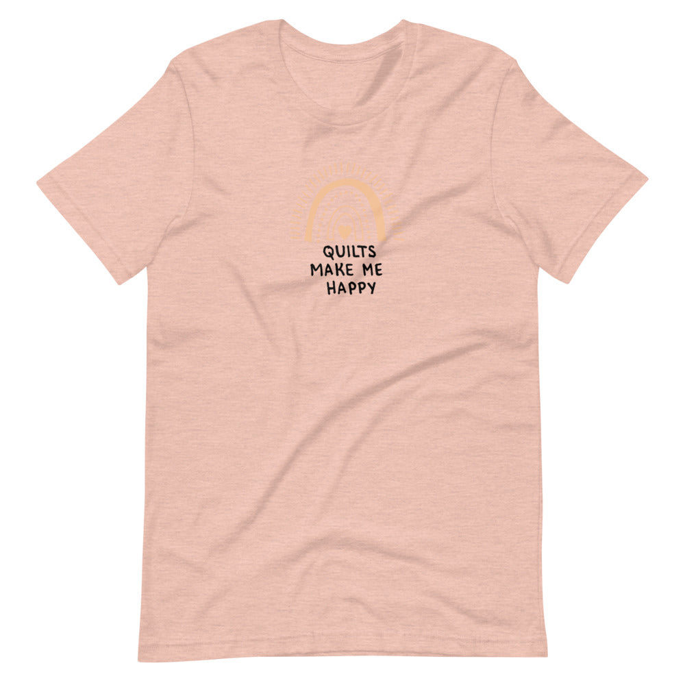 Quilts Make Me Happy Rainbow Tee XS-4XL